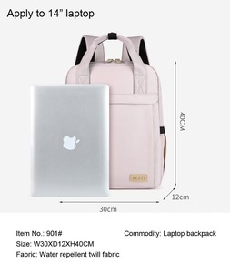 14" Waterproof Eco-Friendly Polyester <b>Laptop</b> <b>Backpack</b> Arcuate Shoulder Strap 180 Degree Zipper Open Airbag Protection Unisex - Product Image 3