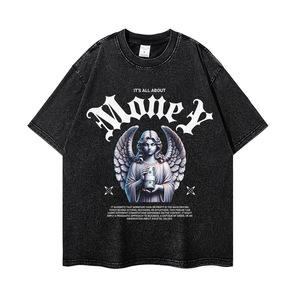 T-shirt respirant 100 % coton, coupe ample et oversize, à manches courtes, imprimé lettres couple, style streetwear usé, nouveauté 2026 - Product Image 3
