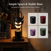 Lampe Chauffe-Cire Style Gothique avec Abat-jour Tête de Mort, Base Métallique Noire, Minuteur 2-8H, Lampe de Nuit Halloween
