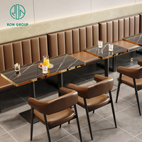 Ensemble de mobilier de luxe Ron Group pour hôtel, café et restaurant : table carrée, banquette et chaises en marbre pour espace commercial