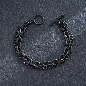 Chaîne cubaine tendance hip-hop en acier inoxydable avec breloque cœur torsadée et fermoir mousqueton plaqué noir, bijoux de mode pour hommes, vente en gros - Product Image 5