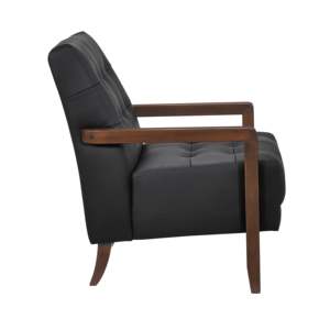 Sofá de acento reclinable de estilo moderno DB, 1 pieza, muebles de madera con acabado de nogal, detalle tapizado de cuero negro para el hogar y la Oficina - Product Image 3
