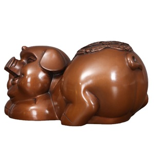 Figurine de cochon en cuivre violet Copper World, cochon porte-bonheur fait à la main pour le salon, le bureau, cadeau de pendaison de crémaillère - Product Image 4