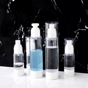Nouvelle conception d'emballage cosmétique, flacon pompe sans air rotatif, 15 ml, 30 ml, 50 ml, flacon pulvérisateur sans air rond blanc - Product Image 1