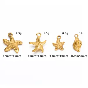 Dog Footprint Custom Charms Stainless Steel Sun Flower Pendants Gold Plated Shell Animal Letters DIY Fashion Jewelry Wholesaler