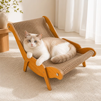 Chaise longue pour chat en bois massif avec tapis en sisal, canapé à gratter incurvé pour chats d'intérieur