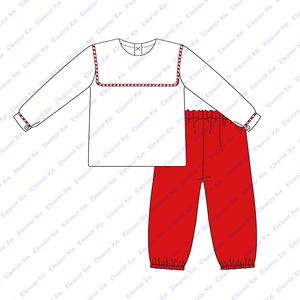 2025 Día de San Valentín algodón rojo niños pequeños conjuntos de ropa de manga larga hermano a juego niños ropa 6-12 AÑOS NIÑOS pantalón conjunto - Product Image 3