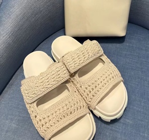 Summer simple and luxurious double-strand platform <b>flip</b>-<b>flops</b> with vintage woven metal letter wedge sandals for women - Product Image 4