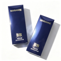Boîte cosmétique bleue avec impression dorée personnalisée, emballage en carton pliable de qualité supérieure pour crème BB, fond de teint et produits de beauté