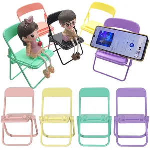 Wholesale lazy Cute Colorful macaron folding Mobile Phone Stand Foldable desktop chair phone holders For iPhone 12 13