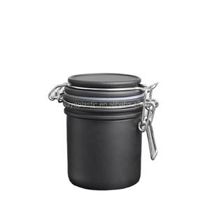 Frosted Black 200ml PET plastic Clip Top Jar wire bail jar cosmetic cream container body butter packing jar