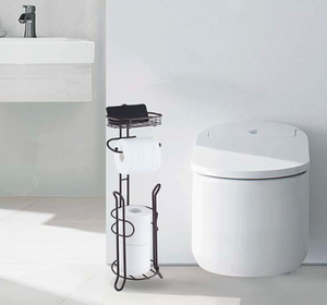 Modern Eco-Friendly Upright Iron Toilet Paper Holder for Home & Hotel Use | <b>Round</b> Bathroom Storage Rack - Product Image 3
