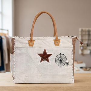 Bolso de Hombro de Lona para Mujer con Asas de Cuero Resistentes, Bolso Tote Espacioso para Portátil, Oficina, Trabajo, Universidad y Uso Diario - Product Image 3