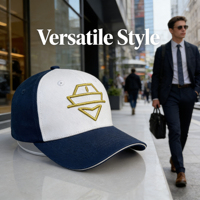 Gorra de béisbol deportiva unisex con logotipo náutico bordado en azul marino y blanco, gorra de béisbol con logotipo personalizado.