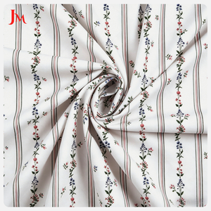 Tissu Popeline de Coton Biologique Tissé de Haute Qualité, Imprimé Numérique à Rayures et Motifs Floraux Délicats pour Robe - Product Image 6
