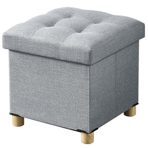 Reposapiés otomano de almacenamiento plegable y cubo de asiento con pies y <span class=keywords><strong>tapa</strong></span> de madera - Product Image 5