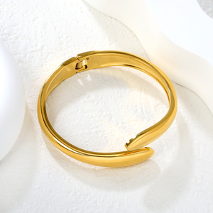 Trendy Smooth Gold Open Cuff Bracelet, Waterproof 304 Stainless Steel Chunky Bangle, Bulk Order for Retailers - Product Image 4