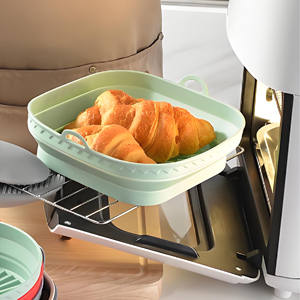 Friggitrice ad aria commerciale cestino in Silicone pieghevole stampo quadrato riutilizzabile Pan Liner forno teglia <span class=keywords><strong>Pizza</strong></span> pollo fritto altri alimenti - Product Image 1