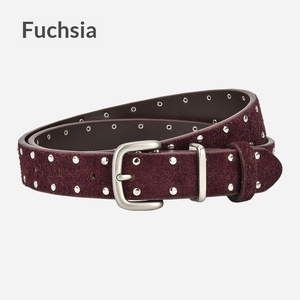 <span class=keywords><strong>Ceinture</strong></span> en cuir véritable fendu pour <span class=keywords><strong>femme</strong></span>, style vintage punk, avec boucle à rivets double rangée en alliage, pour jeans décoratifs – Vente en gros - Product Image 4