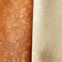Cuir synthétique PVC gaufré floral 1,0 mm imitation broderie fleurie pour décoration murale, bricolage et artisanat de sacs à main