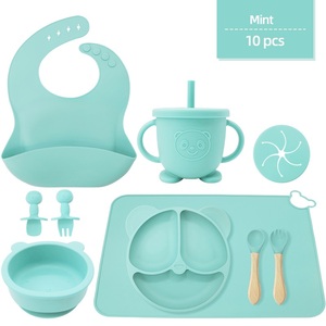 Ensemble d'ustensiles de cuisine pour enfants en gros, assiette ronde à ventouse, vaisselle pour tout-petits, ensemble d'alimentation en silicone sûr et non toxique pour bébé - Product Image 2