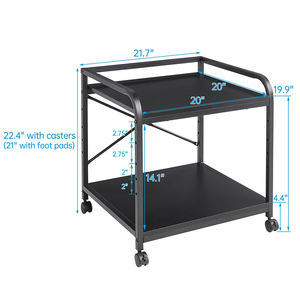 حامل طابعة JH-Mech بعجلات سهل التجميع بعمق 20 بوصة ورف قابل لتعديل الارتفاع من طبقتين تحت المكتب مصنوع من الفولاذ - Product Image 2