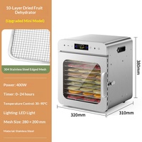 Déshydrateur alimentaire rotatif pour fruits, légumes et viandes, séchage à l'air, pour usage domestique et commercial - Construction en acier inoxydable et plastique, commande tactile