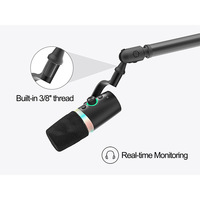 Microphone dynamique professionnel Prizmora DM65 avec éclairage RGB, micros XLR USB pour l'enregistrement, le streaming et la diffusion de podcasts