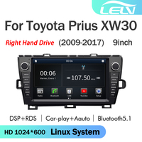 Autoradio LELV 9 pouces avec système Linux pour Toyota Prius XW30 (2009-2017) - Écran partagé, navigation stéréo, Android Auto, lecteur vidéo