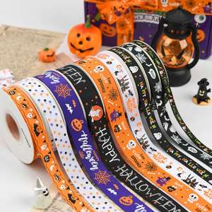 Ruban gros-grain imprimé Halloween de qualité supérieure, 1,5/2/2,5 cm, pour décorations et couronnes de fête d'Halloween, 25 yards par rouleau - Product Image 1