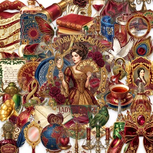 50 Pegatinas Decorativas Transparentes de Estilo Victoriano Retro, Pegatinas de Objetos Pequeños de Estilo Corte Artística - Product Image 1