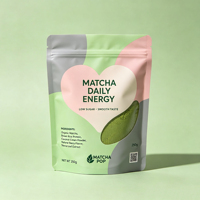 OEM op maat bedrukte Matcha poederzakjes, staande pouch met ziplock sluiting, hersluitbaar, voor thee poeder en voedselverpakkingen met logo