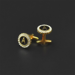 Set smoking <span class=keywords><strong>da</strong></span> uomo con Logo personalizzato di lusso-oro nero argento <span class=keywords><strong>camicia</strong></span> borchie <span class=keywords><strong>gemelli</strong></span> con bottone per matrimoni - Product Image 5