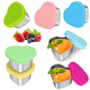 Conteneur multifonctionnel en acier inoxydable en forme de cœur pour vinaigrette, 2,1 oz, petit récipient réutilisable pour préparation de repas, boîte à bento - Product Image 1