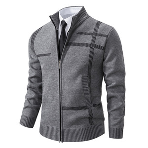 Autumn Winter Unisex Eco-Friendly Windproof Slim Fit Woolen Knit <strong>Mandarin</strong> <strong>Collar</strong> Thick Warm Casual <strong>Jacket</strong> with Zipper Closure - Product Image 6