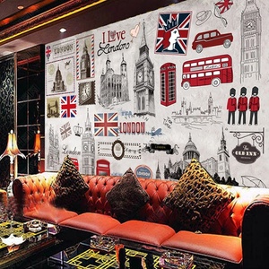 Carta da parati murale in stile Vintage britannico per caffè pub autoadesiva - Product Image 4