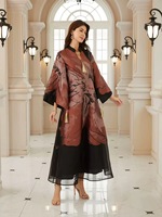 Robe Abaya en Polyester Brodé Jacquard Floral Ample et Respirante, Style Marocain, Élégante et Haut de Gamme pour Femmes Adultes, Collection Aïd 2026