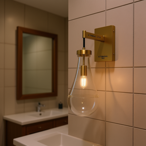 Lámpara de Pared ALTERMINAL SITTON, Dorado, Hierro, Pantalla de Cristal en Forma de Gota de Lluvia, E12 LED Regulable 2700K, para Baño - Product Image 2