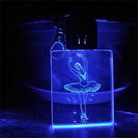 Porte-clés en acrylique 3D LED, lumière nocturne colorée RVB, pendentif de clé, lampe, décoration de mariage, décoration de Noël, cadeau DIY, porte-clés, personnalisation du logo