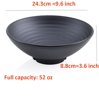 Vaisselle de restaurant en gros, incassable, bol à ramen en mélamine noir givré de 10 pouces, 52 oz, grand format