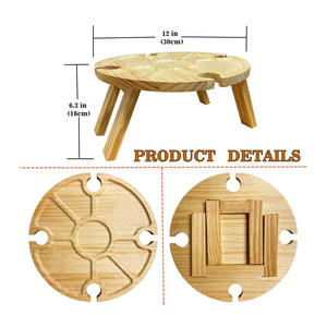<span class=keywords><strong>Tavolo</strong></span> <span class=keywords><strong>da</strong></span> Picnic Pieghevole <span class=keywords><strong>in</strong></span> <span class=keywords><strong>Legno</strong></span> Portatile e Creativo 2 <span class=keywords><strong>in</strong></span> 1 con Portabicchieri per Vino per Esterni - Product Image 2