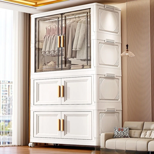 <span class=keywords><strong>Armadio</strong></span> Pieghevole di Lusso in Stile Minimalista, Multi-livello in Plastica <span class=keywords><strong>con</strong></span> Porte Trasparenti per Camera da Letto, Montaggio Richiesto - Product Image 6