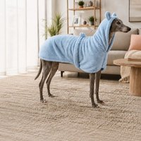 Peignoir de bain absorbant personnalisé en polaire corail pour chien, avec capuche et oreilles d'ours, ajustable à la taille, pour Whippet et Chien de chasse, vente en gros