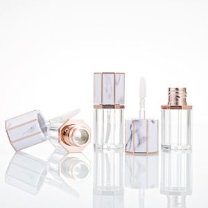Tube de brillant à lèvres octogonal en marbre 5ml, vide, rechargeable, emballage cosmétique, fournitures d'artisanat - Product Image 1