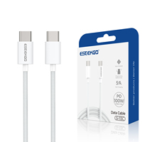 Cable Trenzado de Nailon ESEEKGO G-113C Tipo-C a Tipo-C, Carga Rápida de 100W para Computadora Portátil, Teléfonos Móviles, Transferencia de Datos, 4 Pies/1.2 Metros