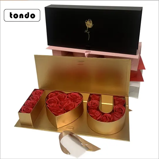Tondo New Design Luxury Valentine's Day Gift Ribbon I Love You Gift Box Flip Flower Box