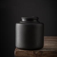 Pot de stockage de thé en grès noir de grande capacité 1120 ml/2010 ml avec couvercle hermétique pour le vieillissement et l'organisation du thé en vrac
