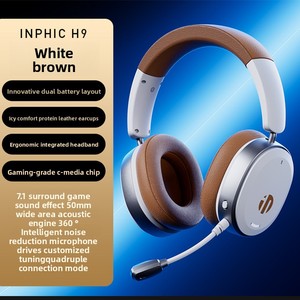 หูฟังเกมมิ่งแบบครอบหู INPHIC H9 พร้อมไมโครโฟนสำหรับการเชื่อมต่อแบบไร้สายและแบบมีสาย ไฟ RGB ระบบตัดเสียงรบกวน - Product Image 6