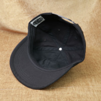 Casquette de baseball décontractée noire à bord court en pur coton, broderie plate personnalisée, très vendue