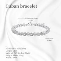 Bracelet de tennis sac rond classique S925 plaqué argent or blanc 18 carats Moissanite 2mm diamant classe D 3.5CT 18CM Chian